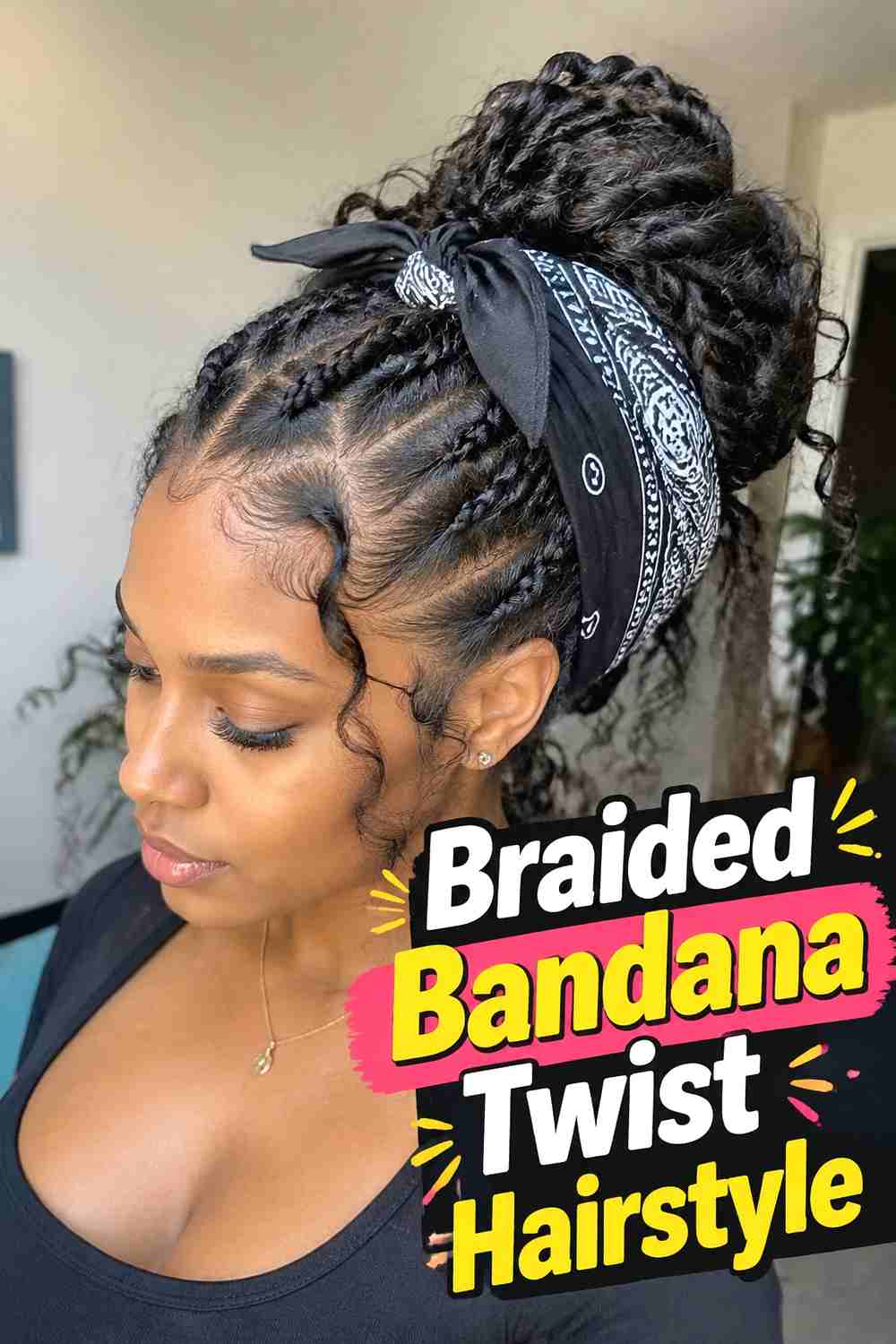 10. Braided Bandana Twist Hairstyle