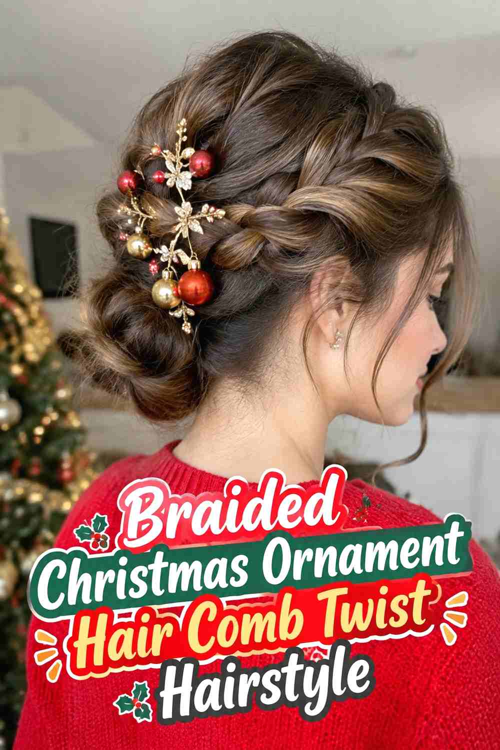 10. Braided Christmas Ornament Hair Comb Twist Hairstyle