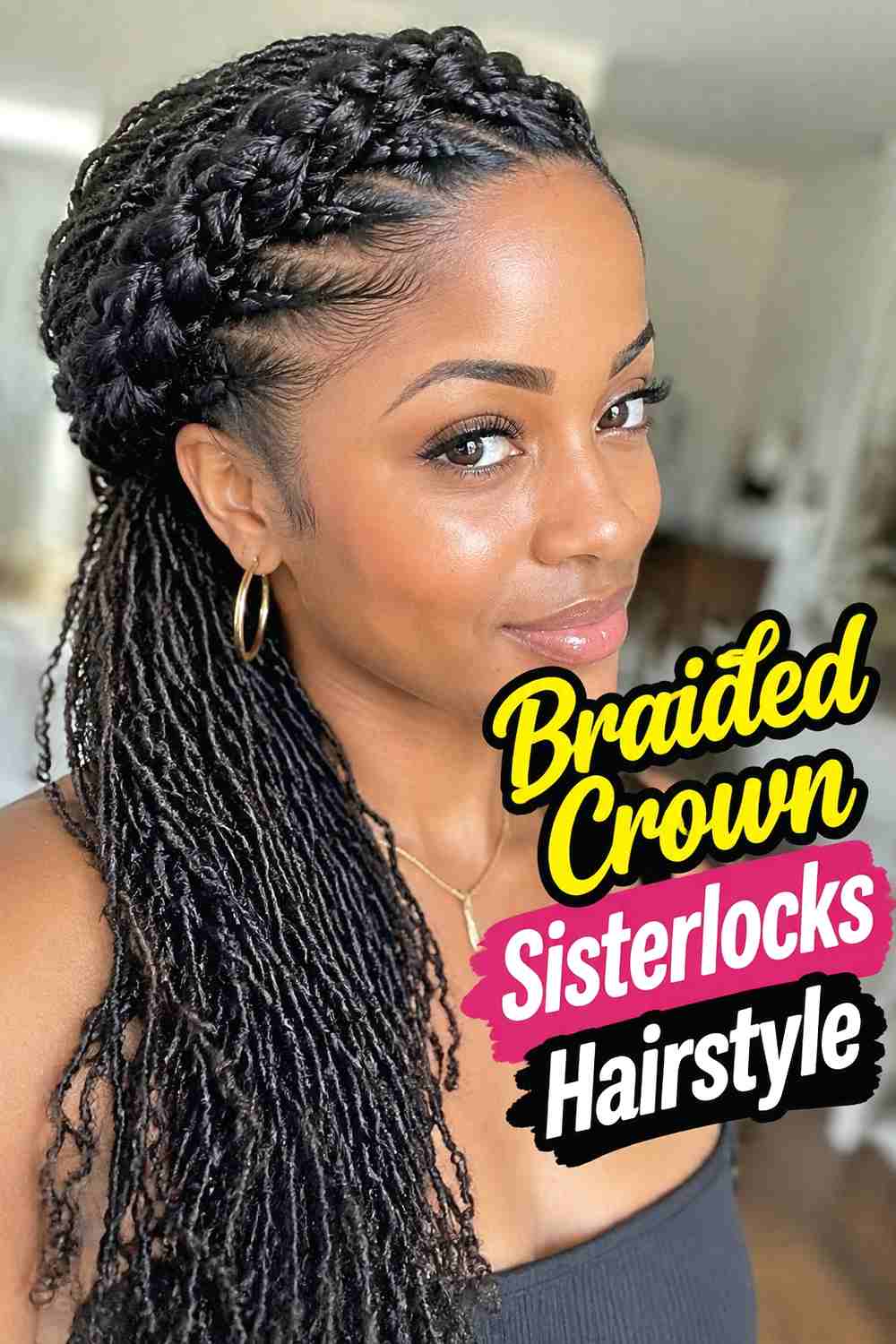 8. Braided Crown Sisterlocks Hairstyle
