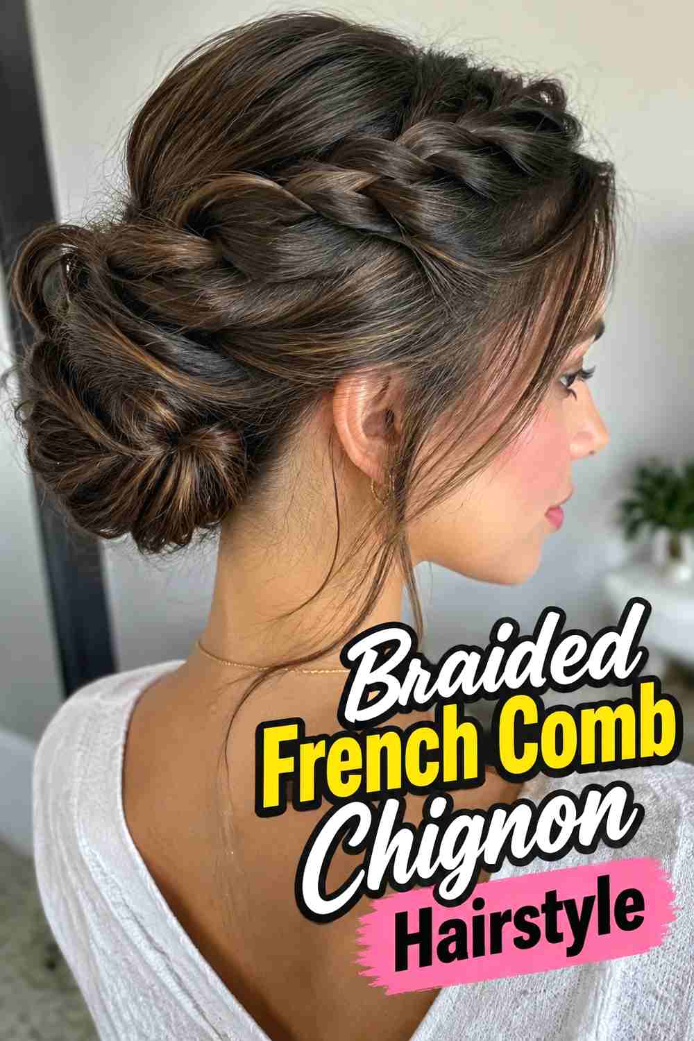11. Braided French Comb Chignon Hairstyle