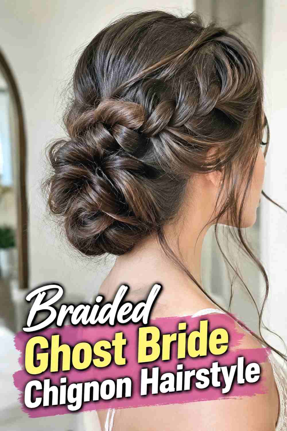 7. Braided Ghost Bride Chignon Hairstyle