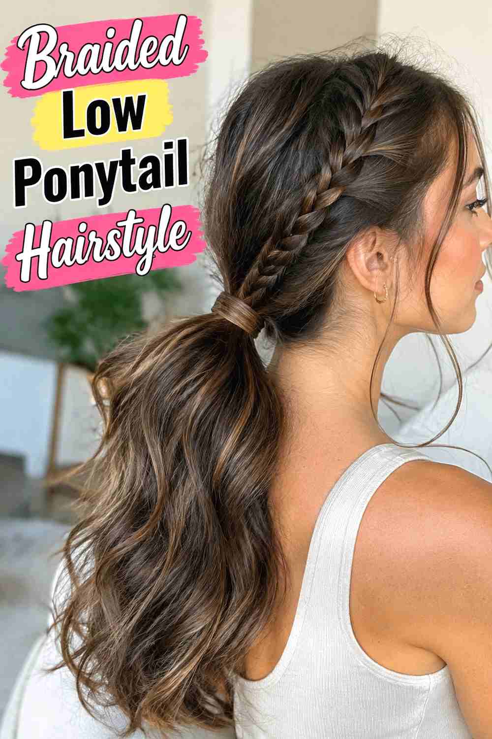 7. Braided Low Ponytail Hairstyle