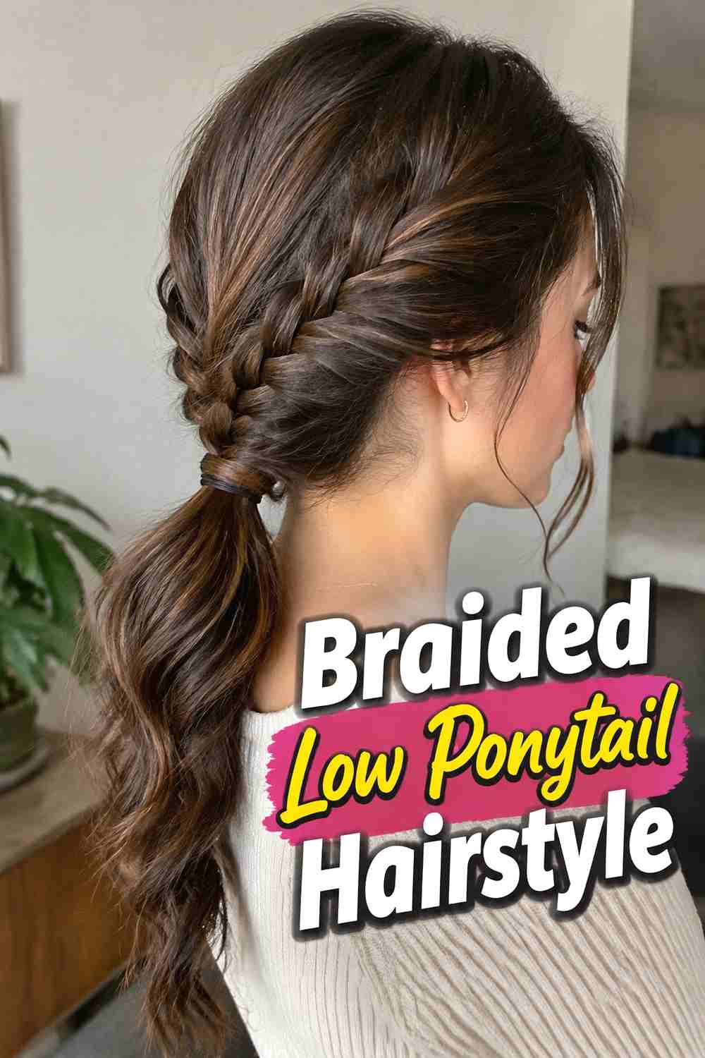 10. Braided Low Ponytail Hairstyle