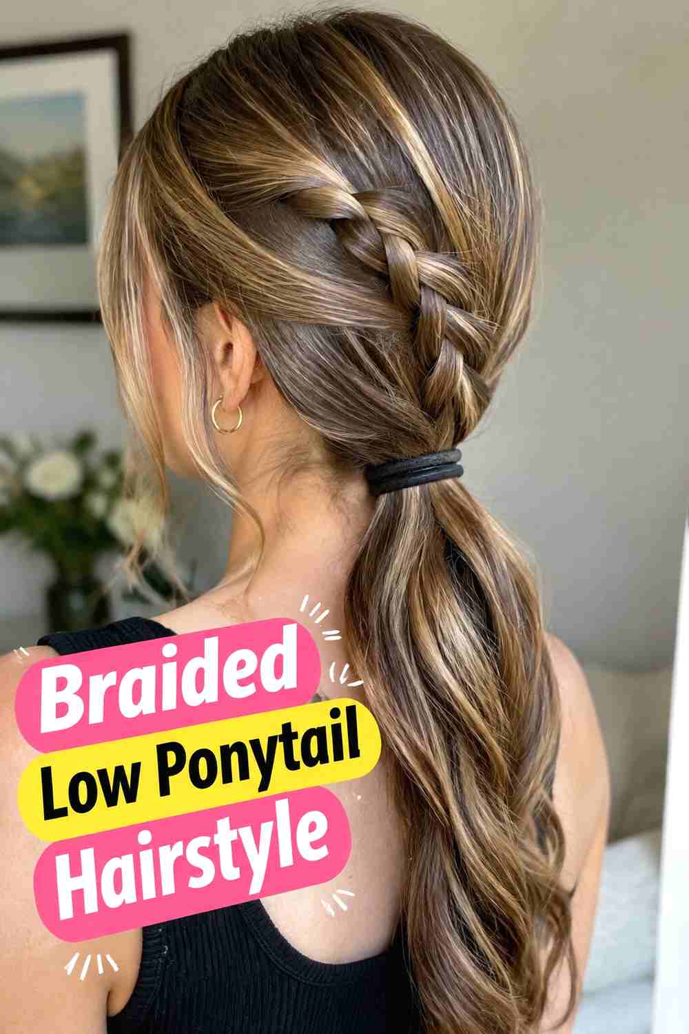 5. Braided Low Ponytail Hairstyle