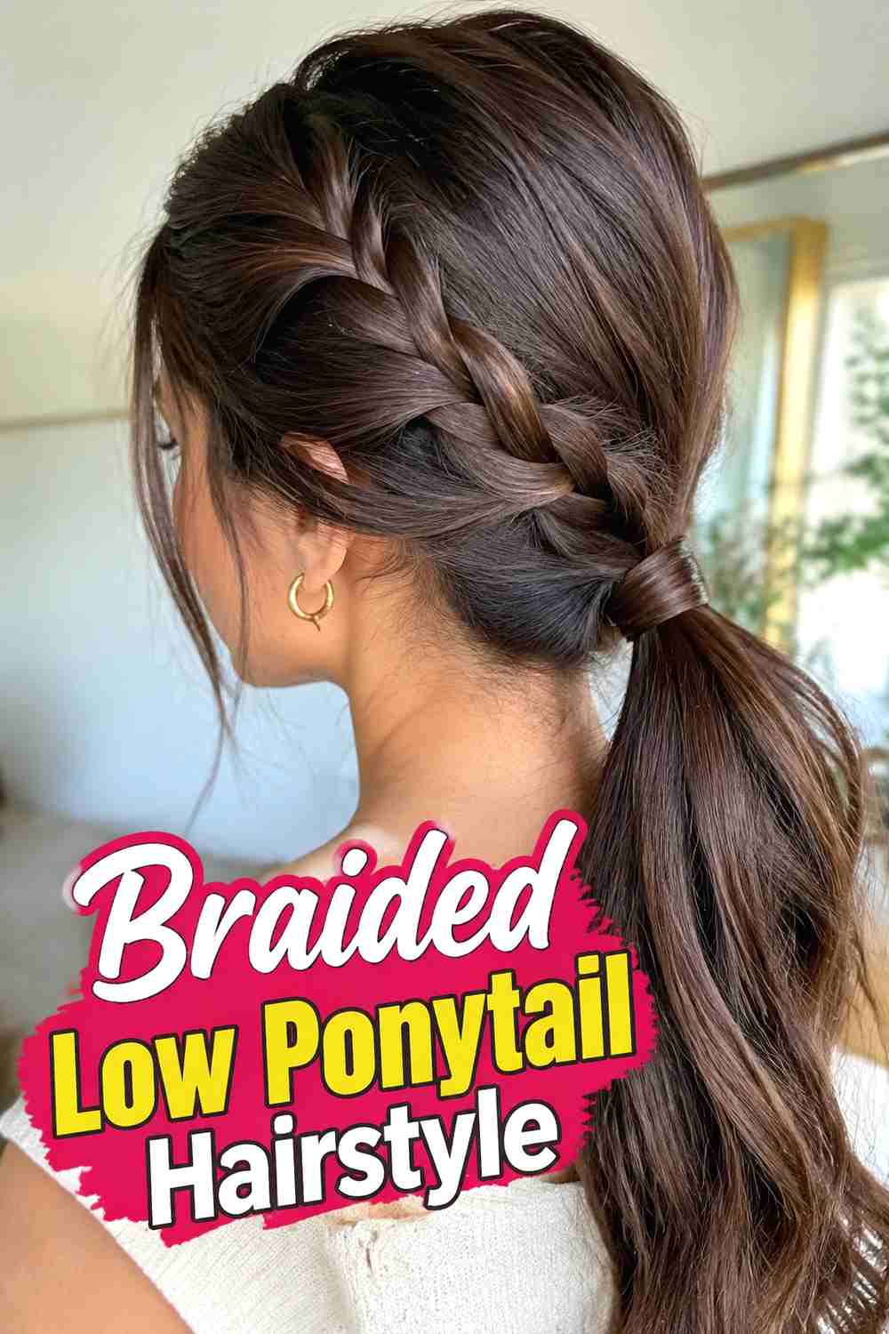 13. Braided Low Ponytail Hairstyle