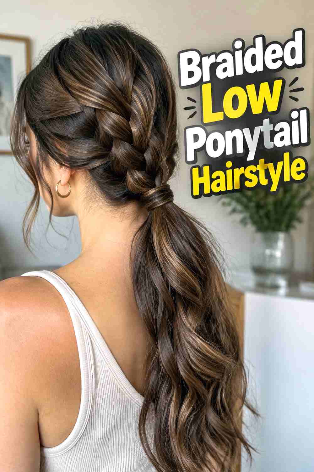11. Braided Low Ponytail Hairstyle