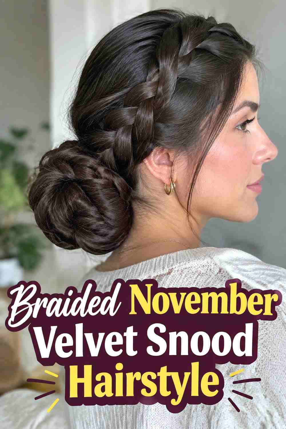 4. Braided November Velvet Snood Hairstyle