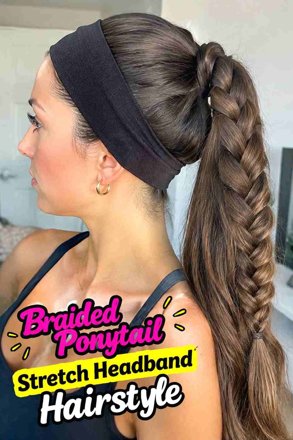 6. Braided Ponytail Stretch Headband Hairstyle