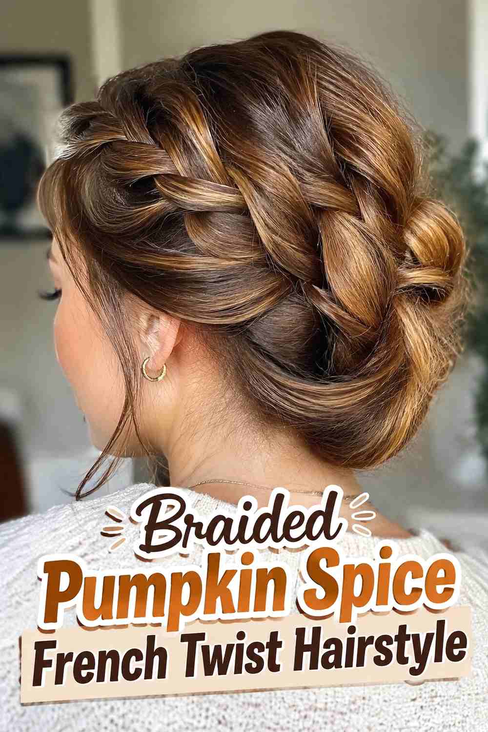 8. Braided Pumpkin Spice French Twist Hairstyle