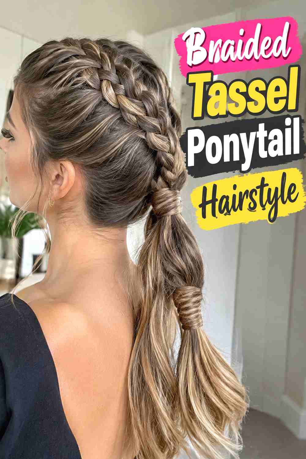 6. Braided Tassel Ponytail Hairstyle
