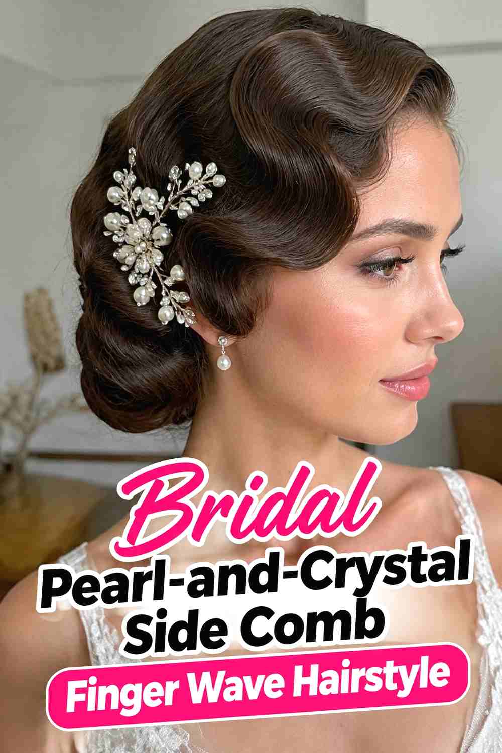 14. Bridal Pearl And Crystal Side Comb Finger Wave Hairstyle