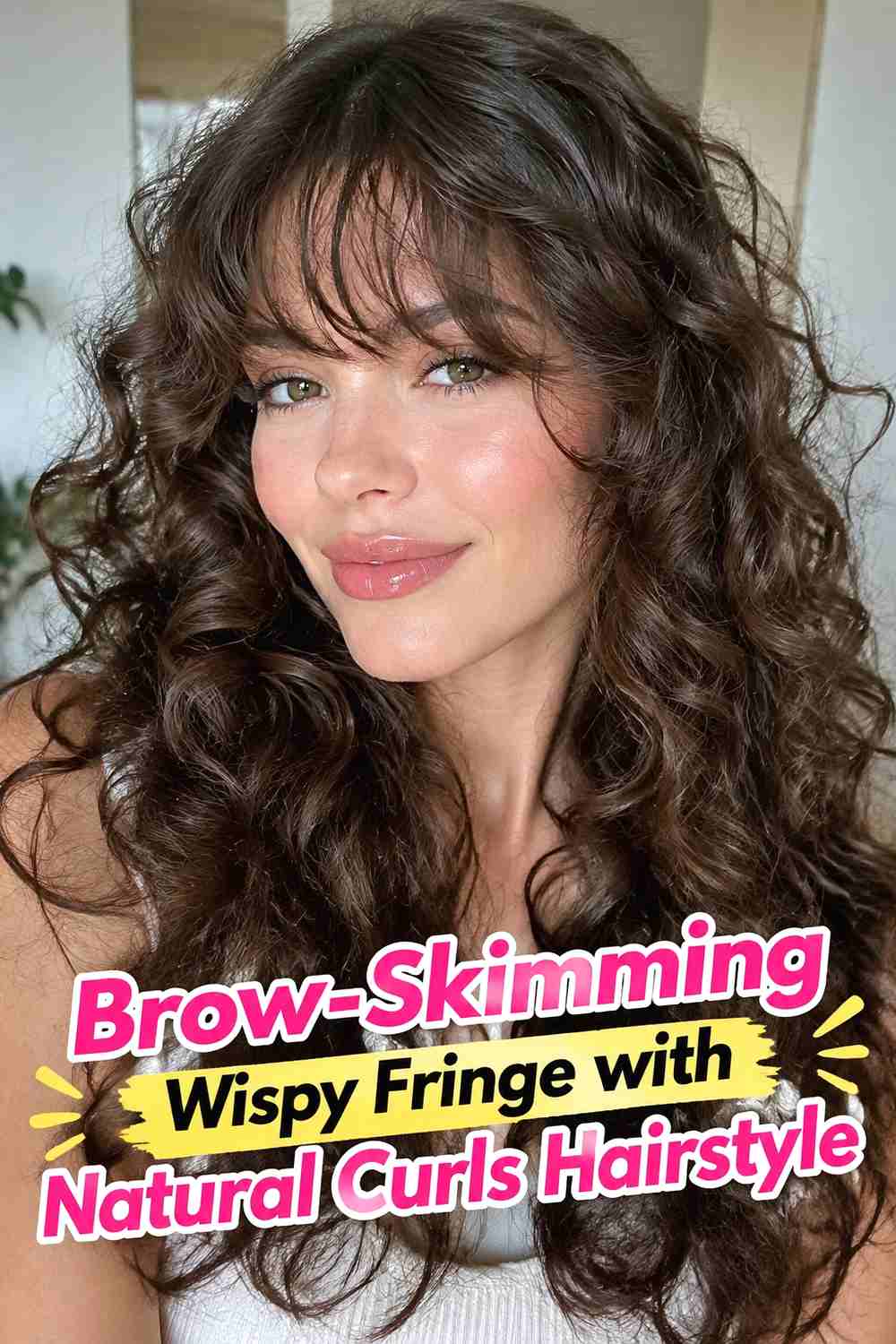 16. Brow Skimming Wispy Fringe With Natural Curls Hairstyle