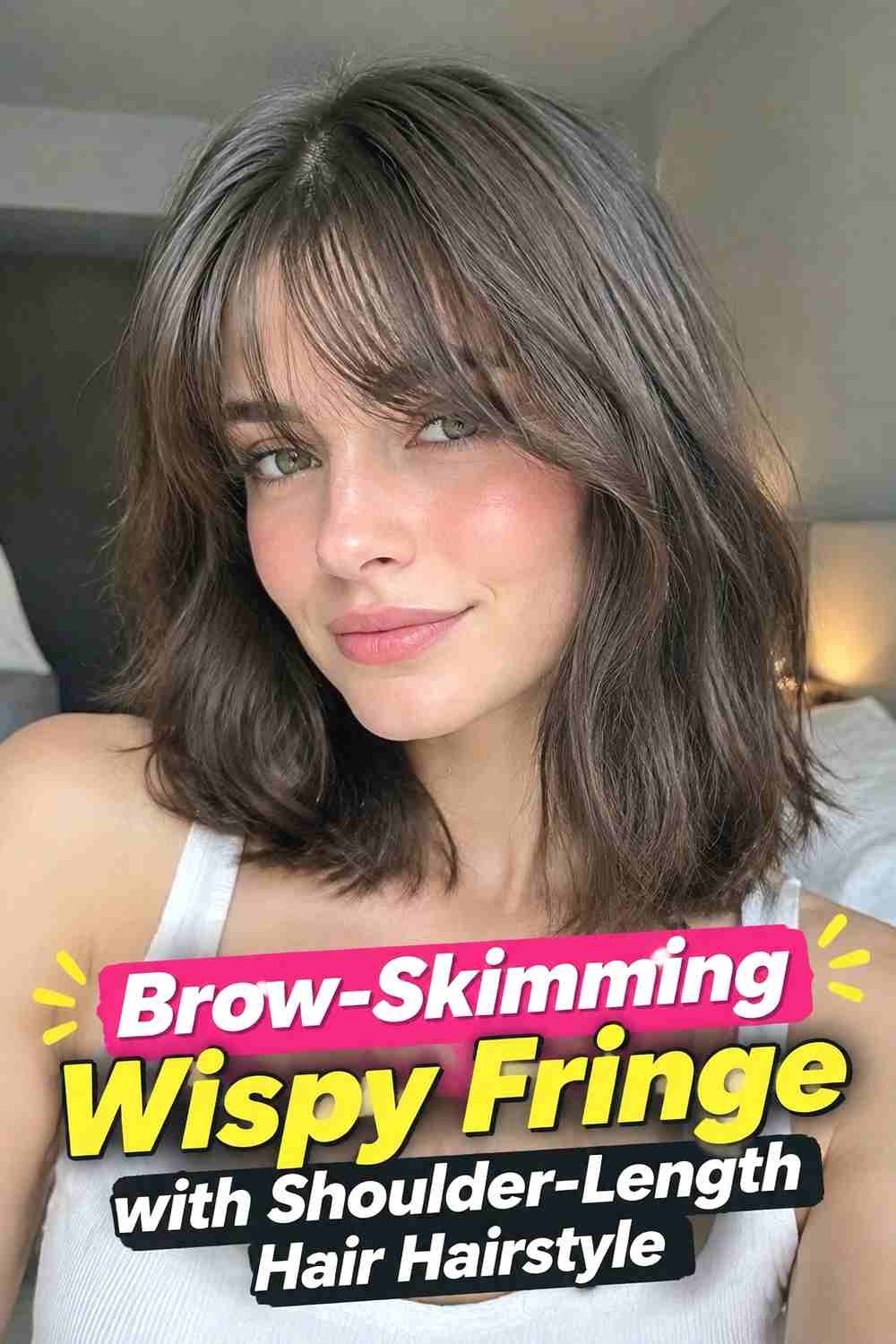 11. Brow Skimming Wispy Fringe With Shoulder Length Hair Hairstyle