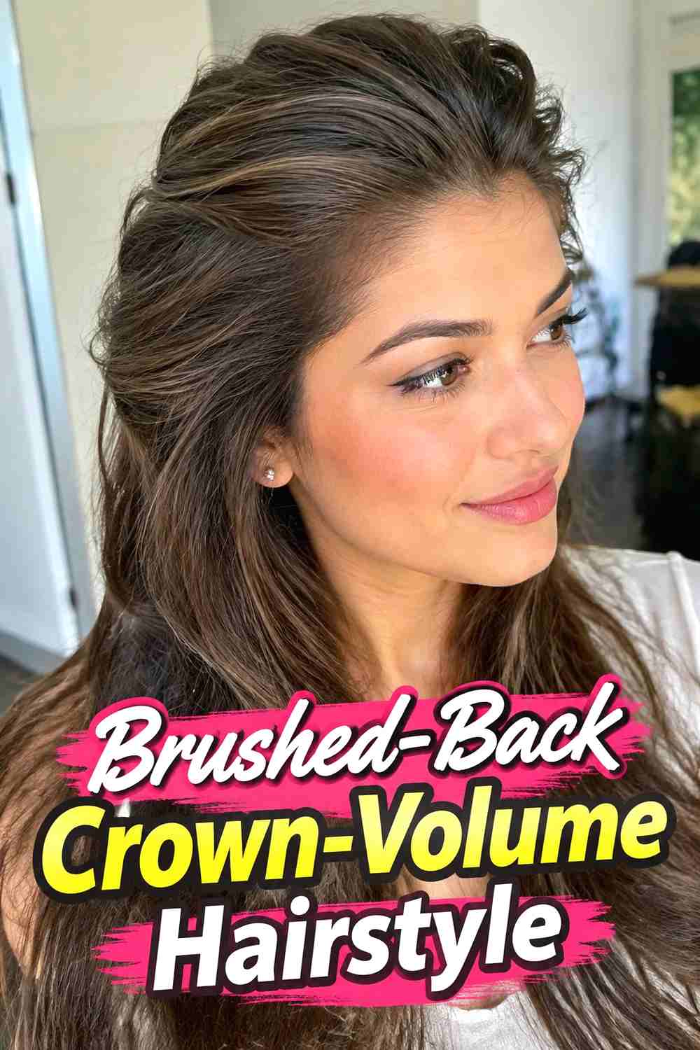 17. Brushed Back Crown Volume Hairstyle