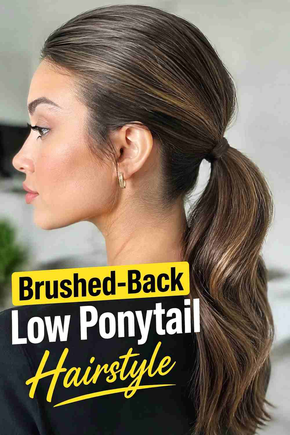 4. Brushed Back Low Ponytail Hairstyle