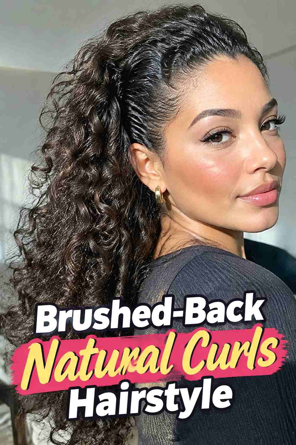 10. Brushed Back Natural Curls Hairstyle