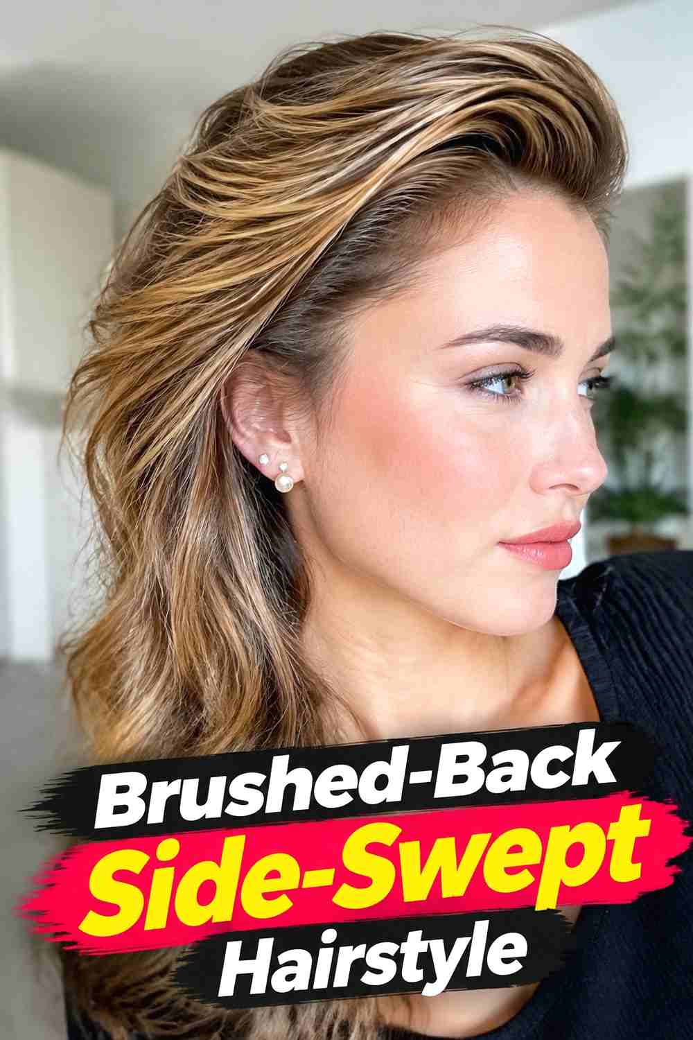 16. Brushed Back Side Swept Hairstyle