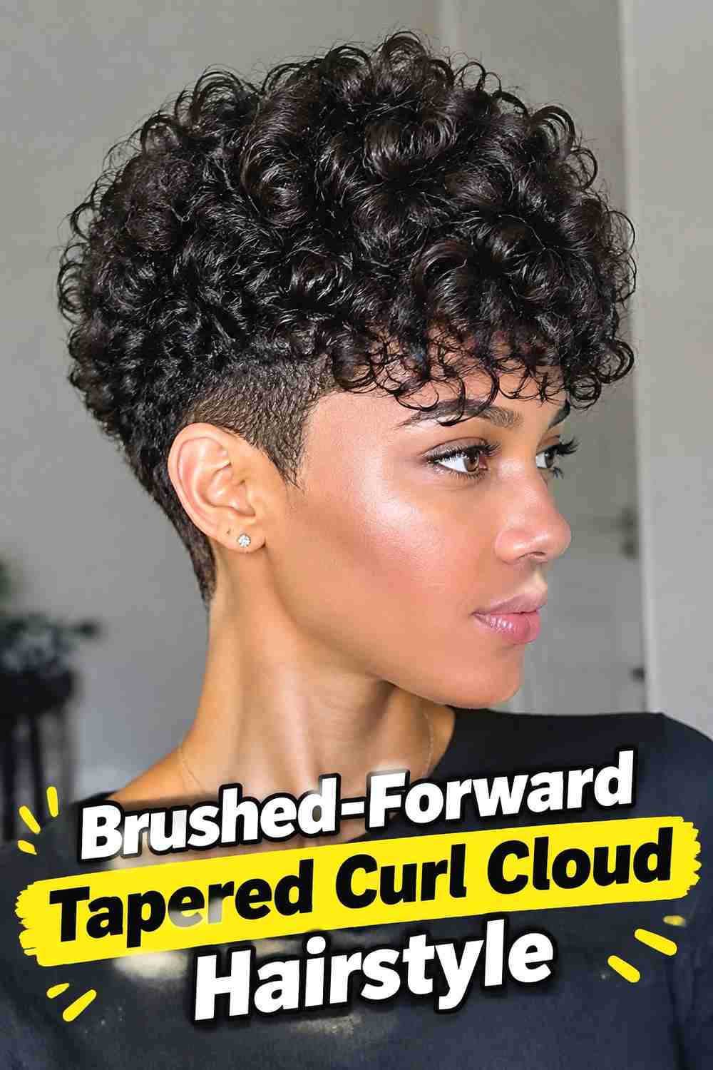 15. Brushed Forward Tapered Curl Cloud Hairstyle