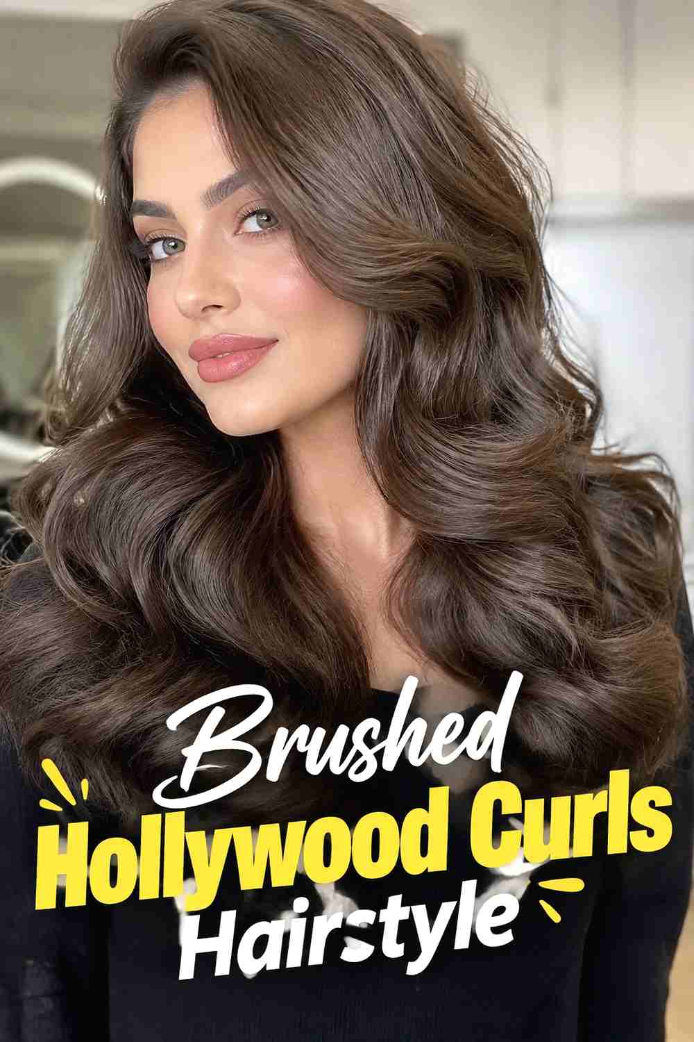2. Brushed Hollywood Curls Hairstyle
