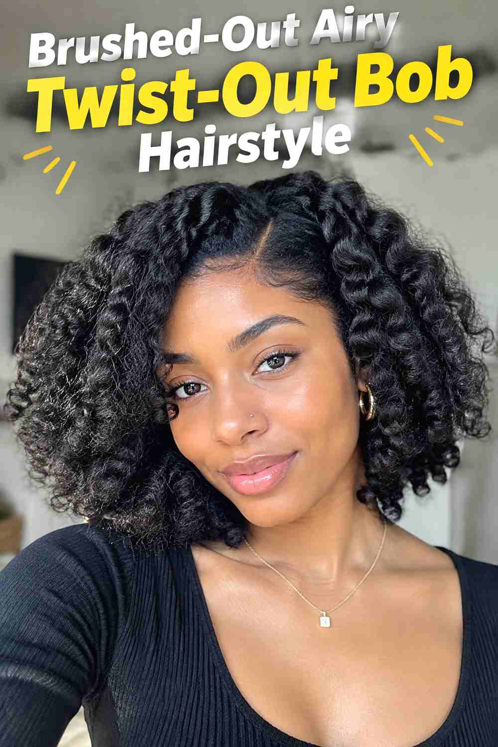 18. Brushed Out Airy Twist Out Bob Hairstyle