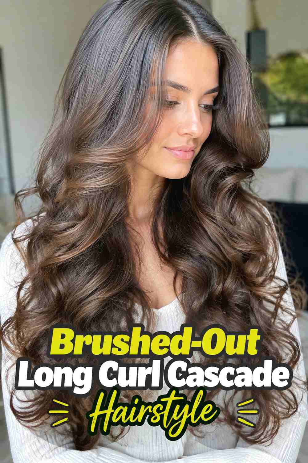 4. Brushed Out Long Curl Cascade Hairstyle