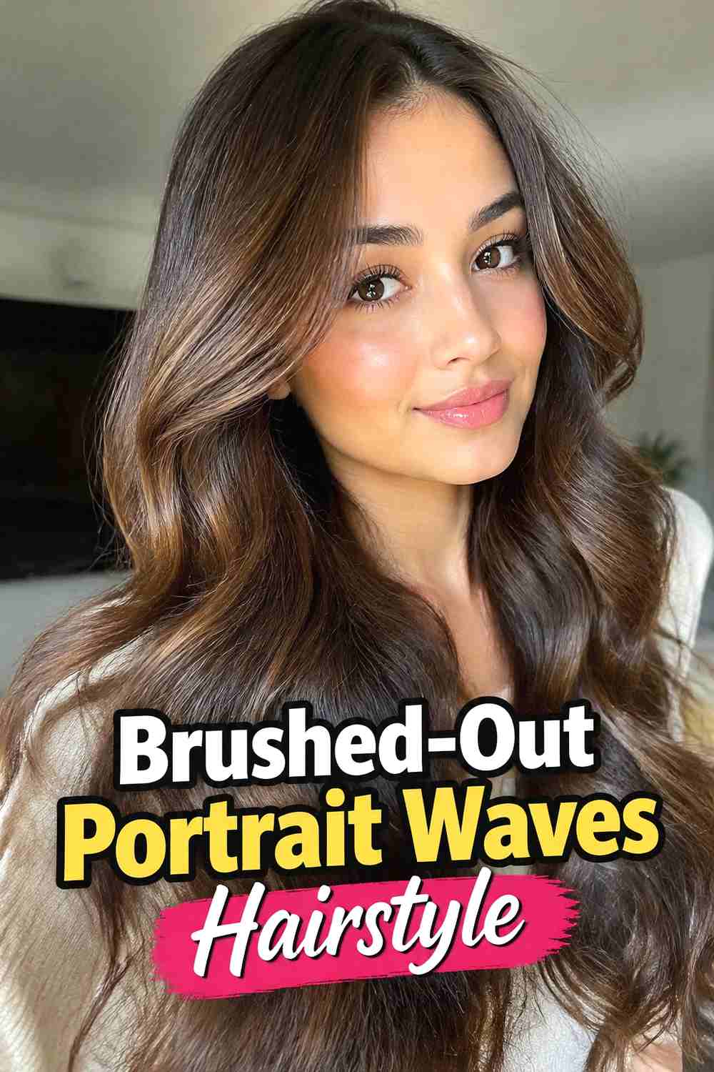 13. Brushed Out Portrait Waves Hairstyle