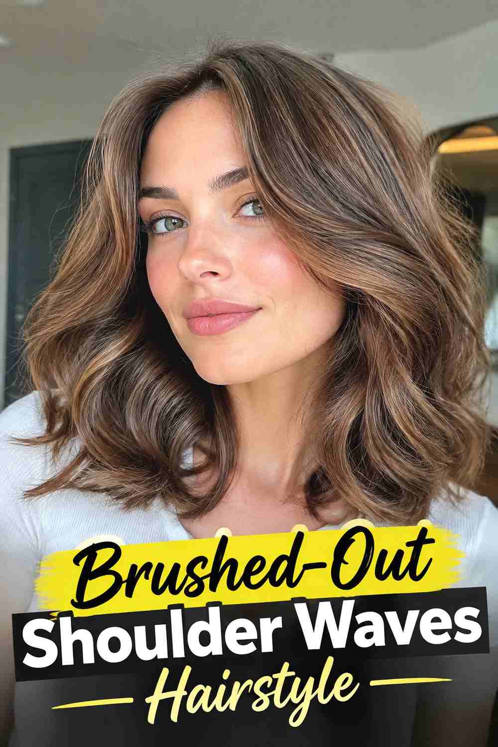 3. Brushed Out Shoulder Waves Hairstyle