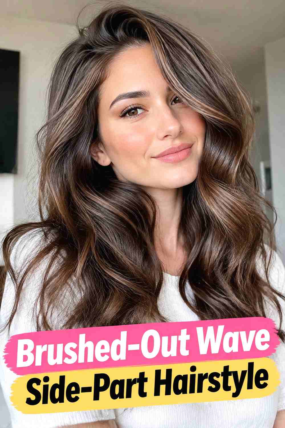 10. Brushed Out Wave Side Part Hairstyle
