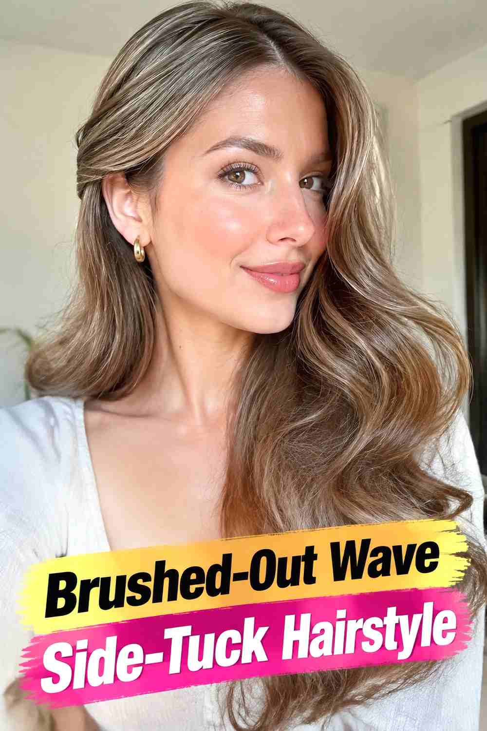 9. Brushed Out Wave Side Tuck Hairstyle