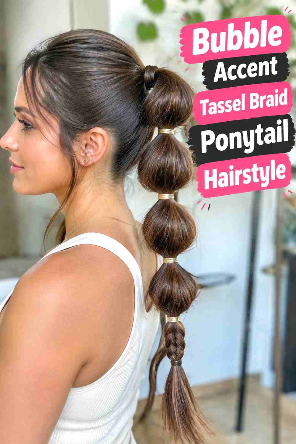 5. Bubble Accent Tassel Braid Ponytail Hairstyle