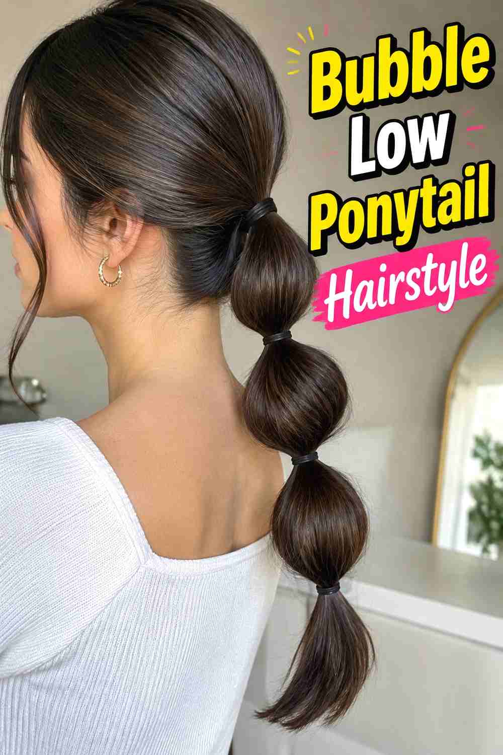 6. Bubble Low Ponytail Hairstyle
