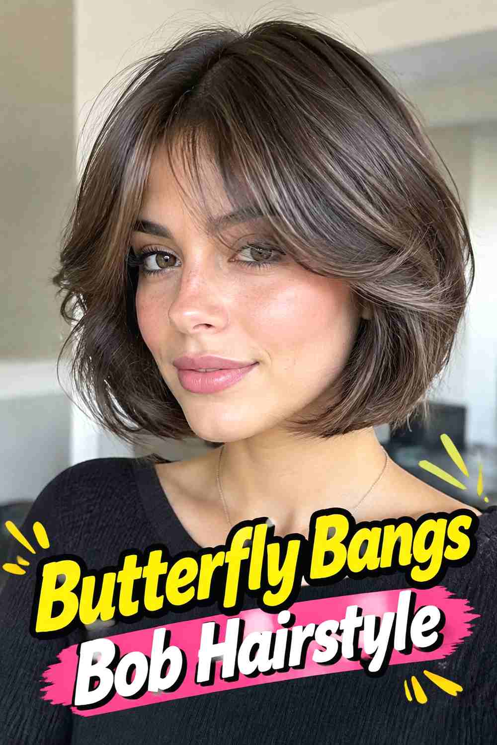 8. Butterfly Bangs Bob Hairstyle
