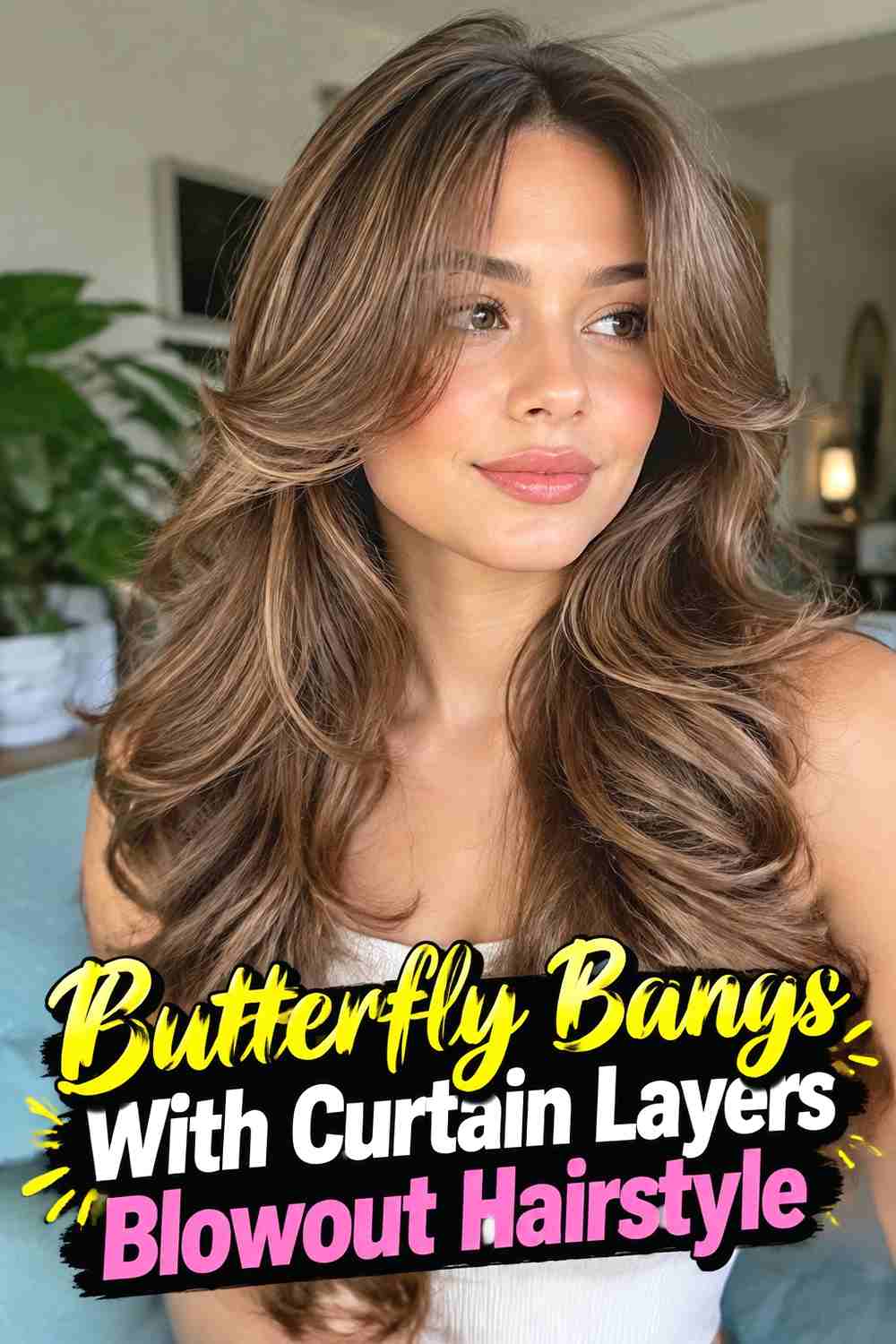12. Butterfly Bangs With Curtain Layers Blowout Hairstyle