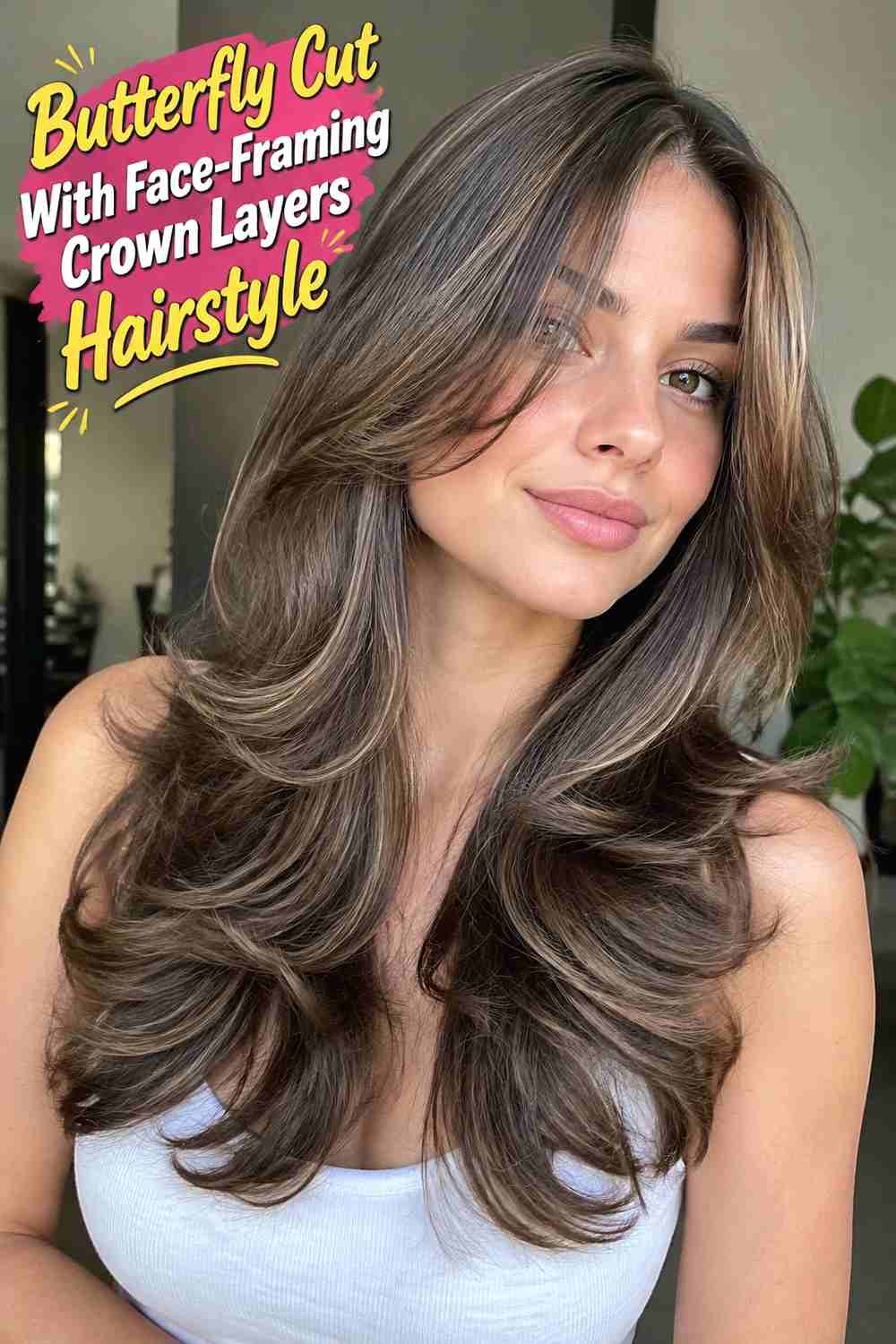 3. Butterfly Cut With Face Framing Crown Layers Hairstyle