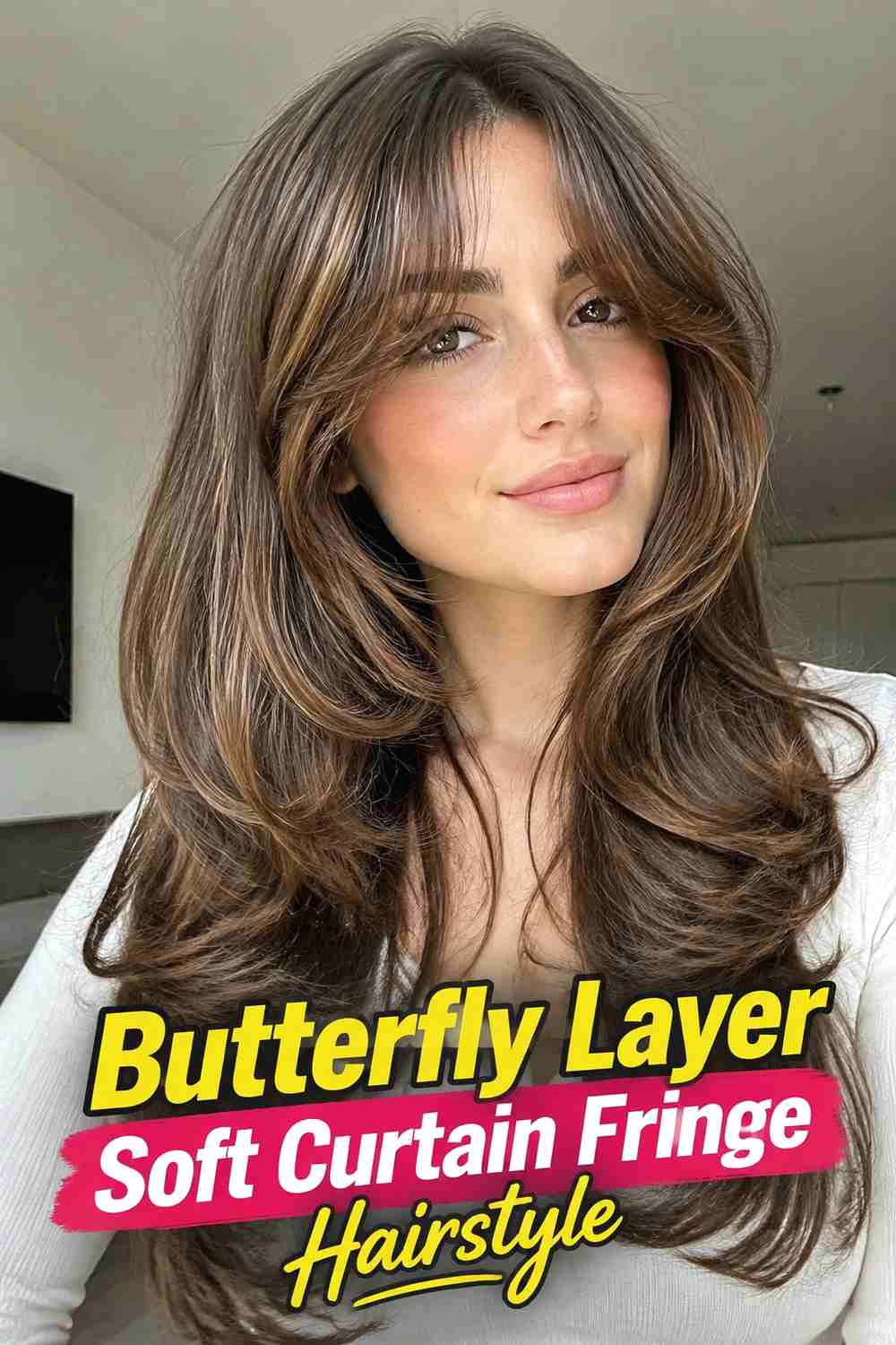 10. Butterfly Layer Soft Curtain Fringe Hairstyle
