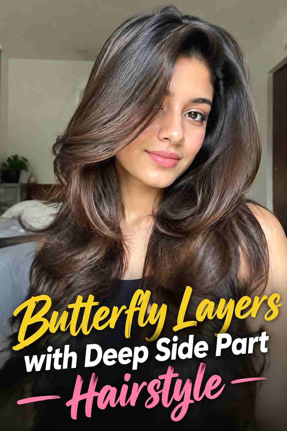 9. Butterfly Layers With Deep Side Part Hairstyle