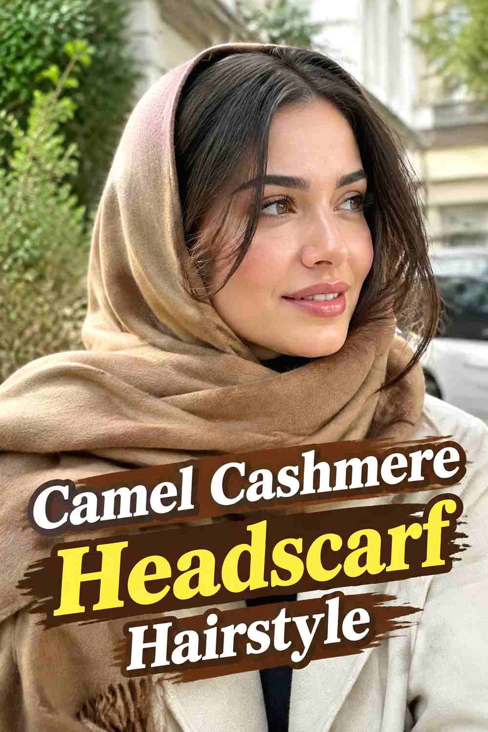 10. Camel Cashmere Headscarf Hairstyle