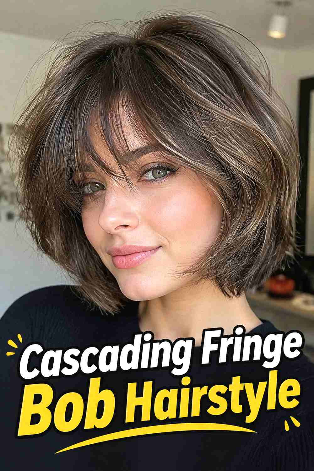 8. Cascading Fringe Bob Hairstyle
