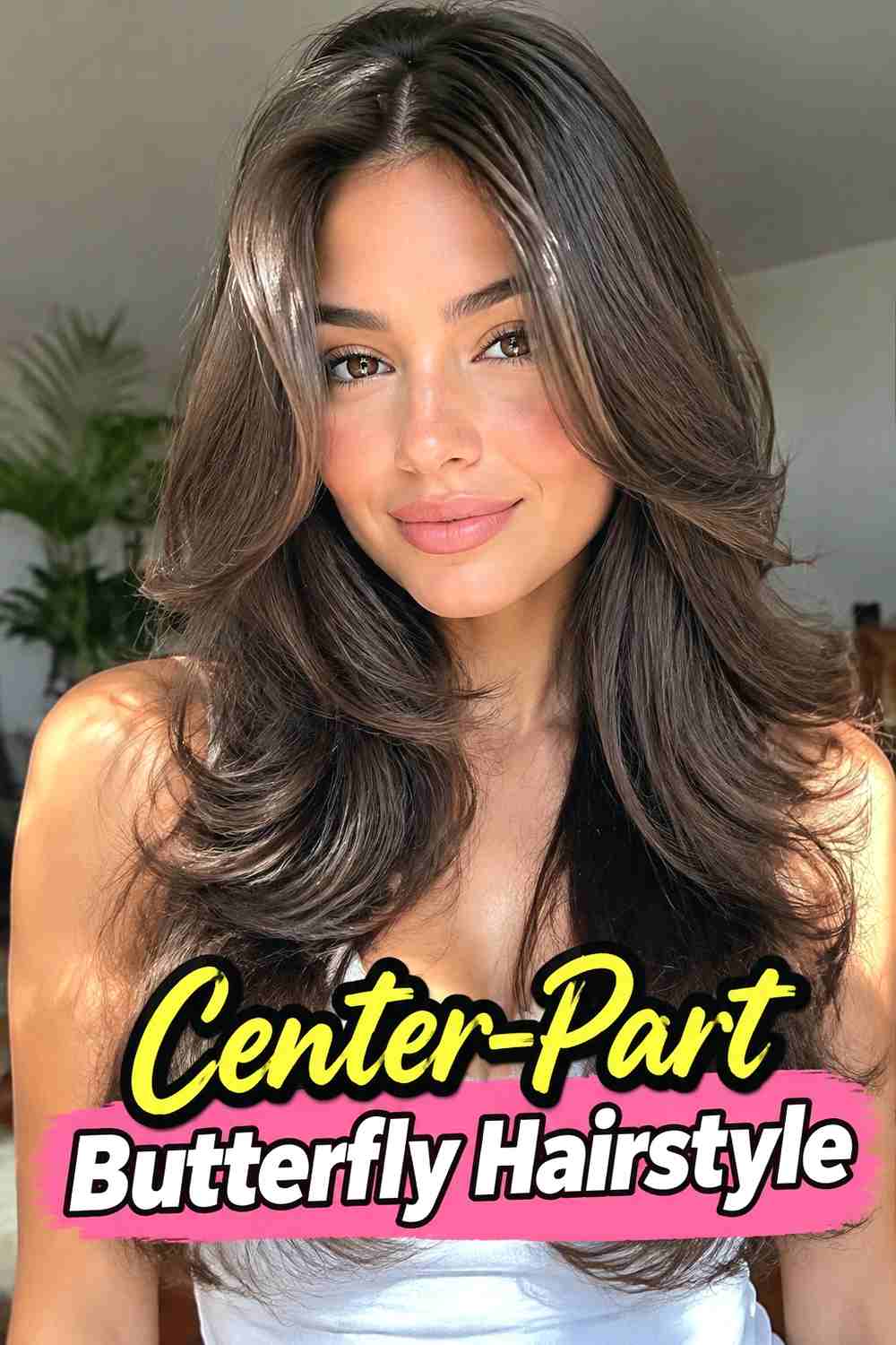 7. Center Part Butterfly Hairstyle