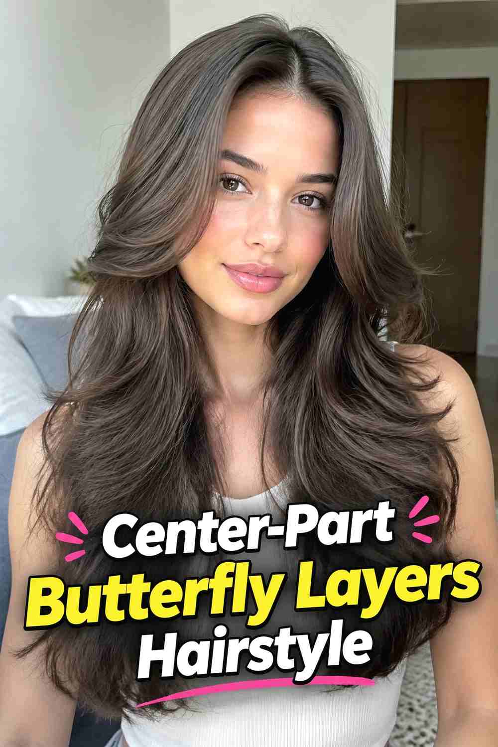 12. Center Part Butterfly Layers Hairstyle