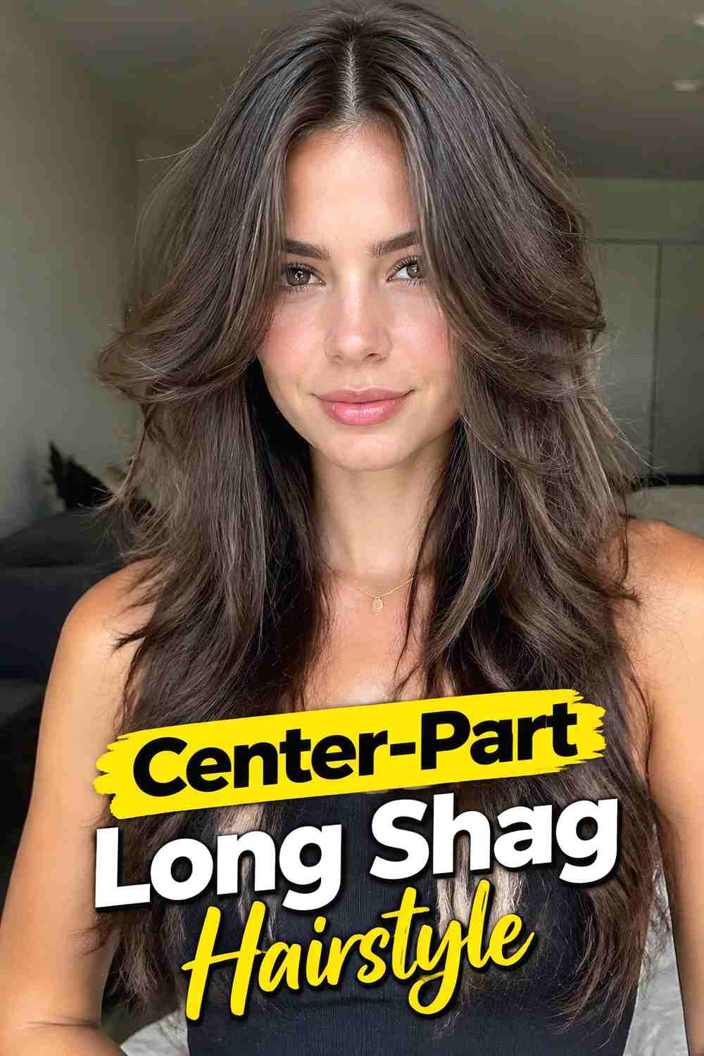 8. Center Part Long Shag Hairstyle