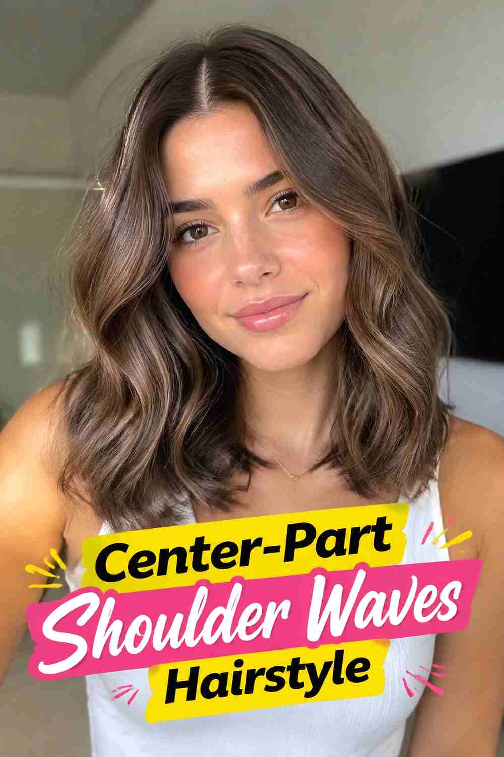 12. Center Part Shoulder Waves Hairstyle