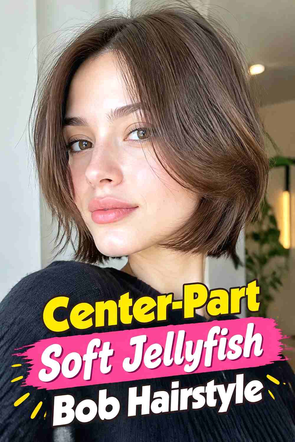 2. Center Part Soft Jellyfish Bob Hairstyle