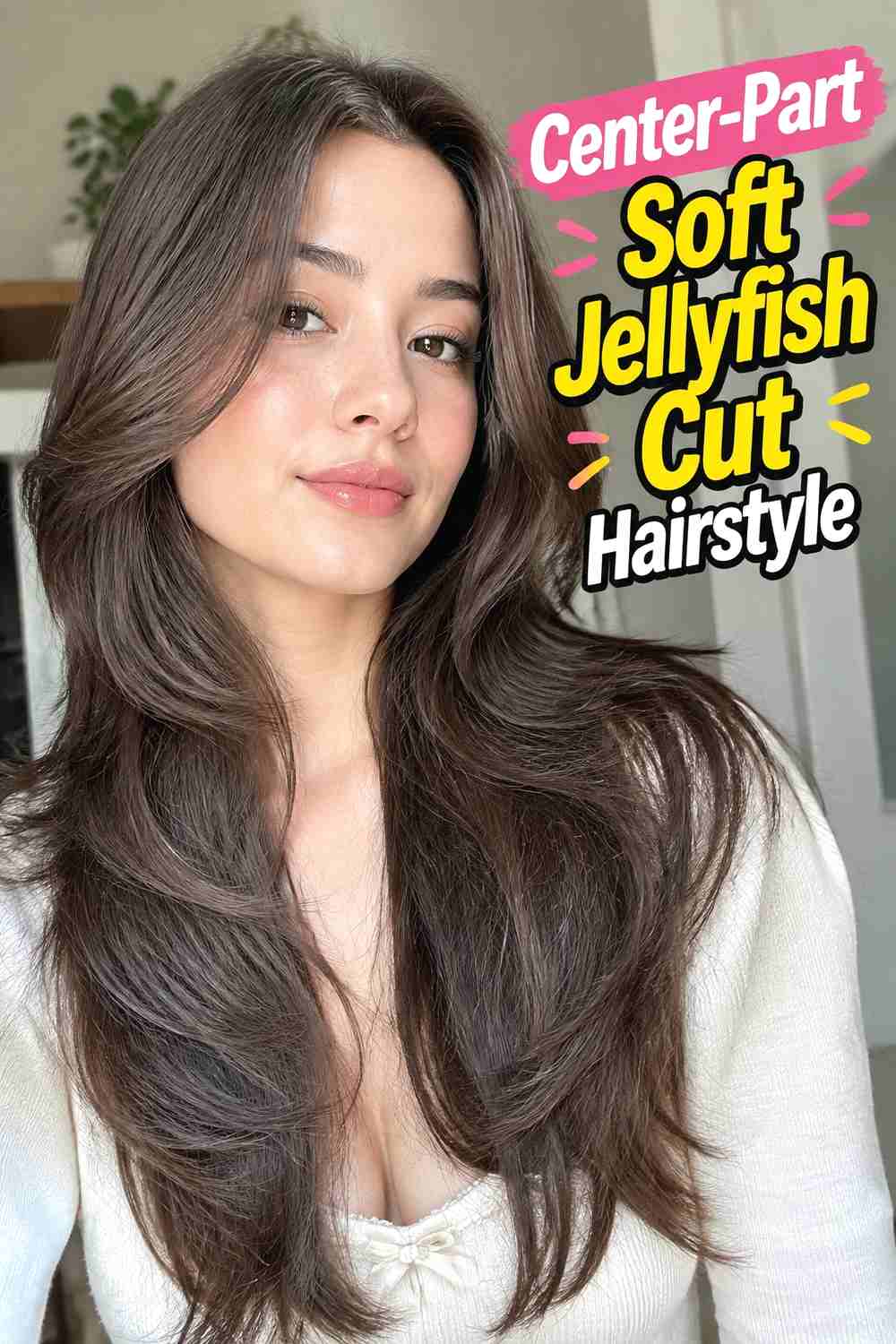 7. Center Part Soft Jellyfish Cut Hairstyle