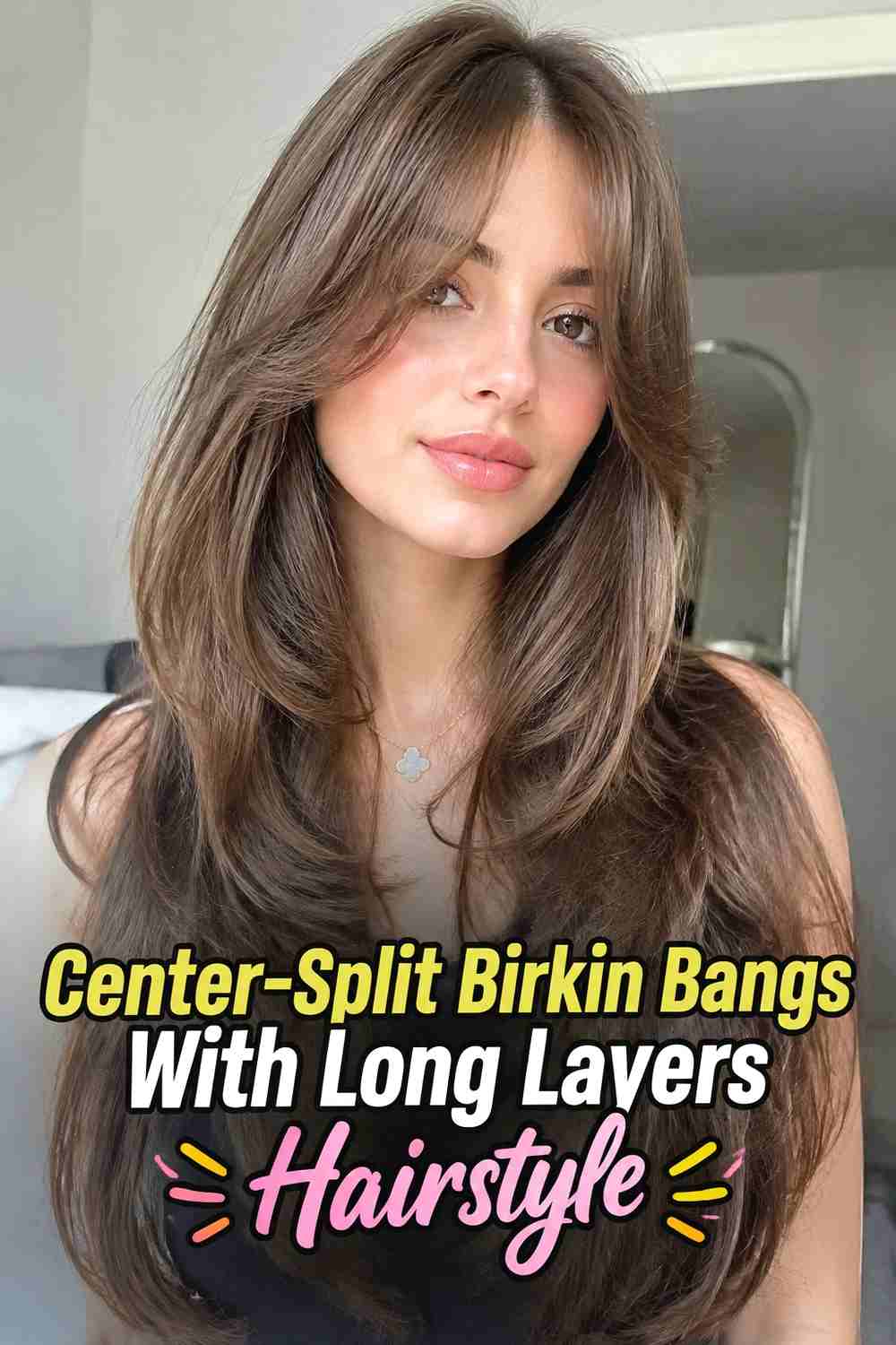 11. Center Split Birkin Bangs With Long Layers Hairstyle