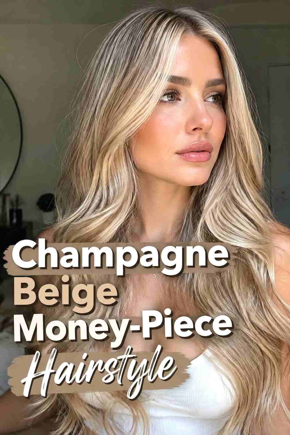 4. Champagne Beige Money Piece Hairstyle