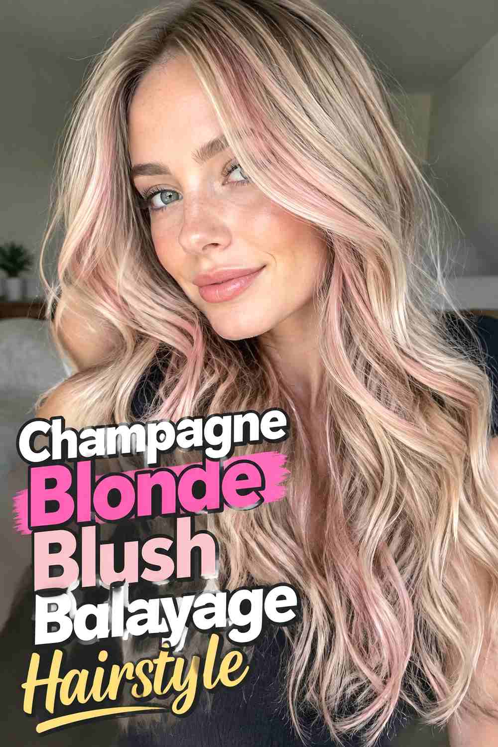 2. Champagne Blonde Blush Balayage Hairstyle