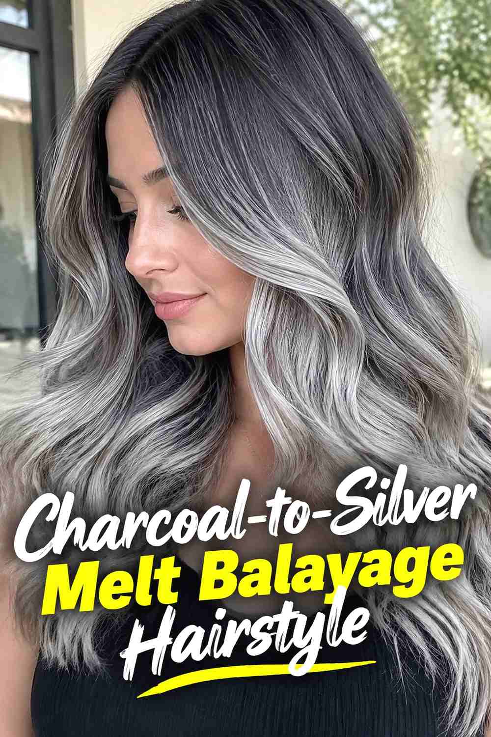 4. Charcoal To Silver Melt Balayage Hairstyle
