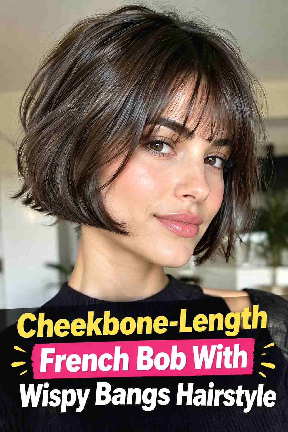 14. Cheekbone Length French Bob With Wispy Bangs Hairstyle