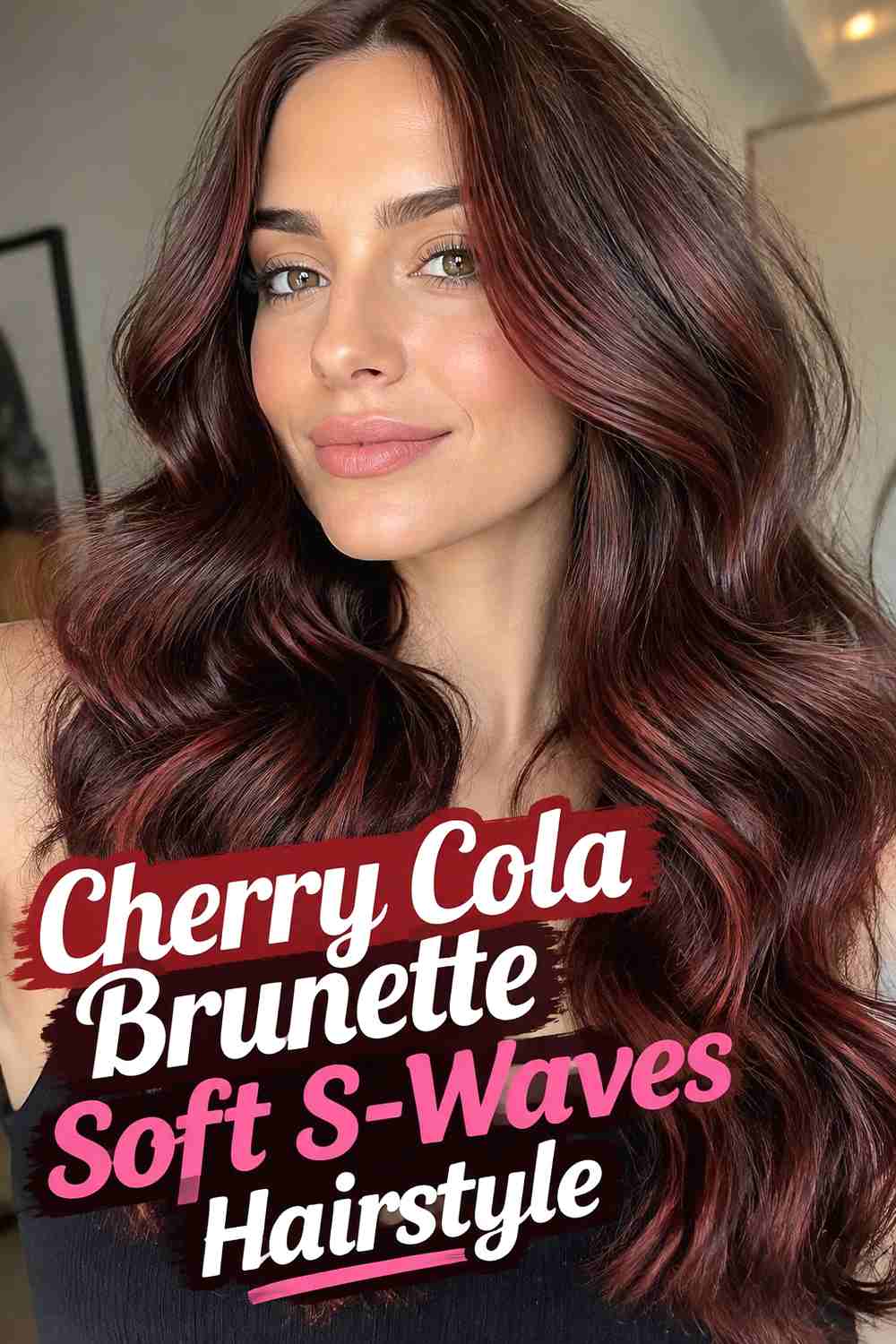5. Cherry Cola Brunette Soft S Waves Hairstyle